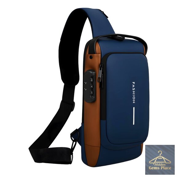 Anti-Theft Sling Bag with USB Port Water-Resistant Crossbody Backpack